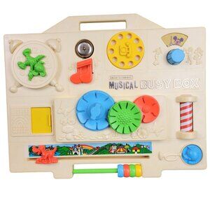 Vintage 1977 Musical Busy Box Child Toy Mickey 70s Colorful Plastic Large Play